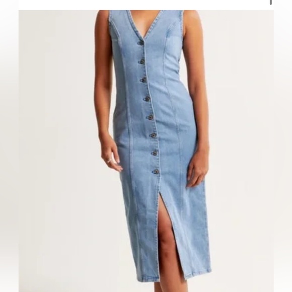 Abercrombie & Fitch Blue Denim Midi Dress - Picture 2 of 4